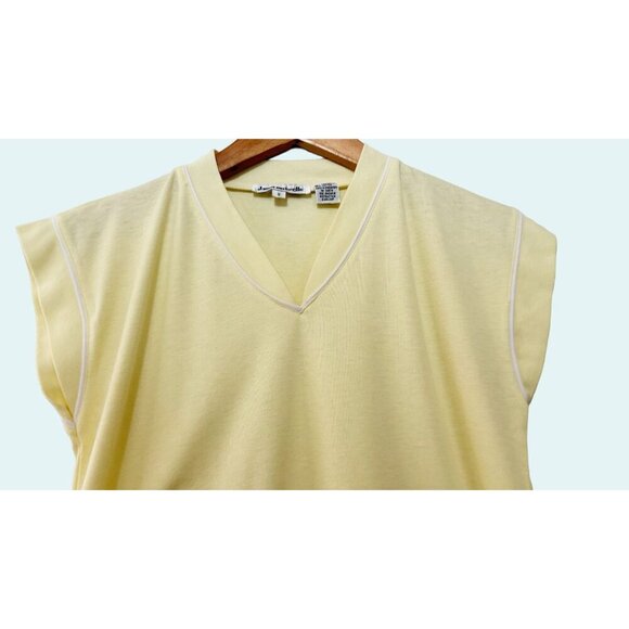 Vintage JASON MAXWELL Cap Sleeve Yellow Top Shirt Tee 90s / 00s Size S - Picture 2 of 7